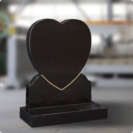 Balck Granite Heart Headstone